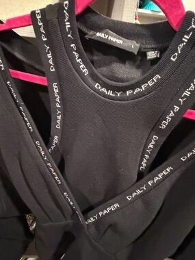 Daily Paper Black Logo-Trim Tank Dress with Pink Hanger Accent